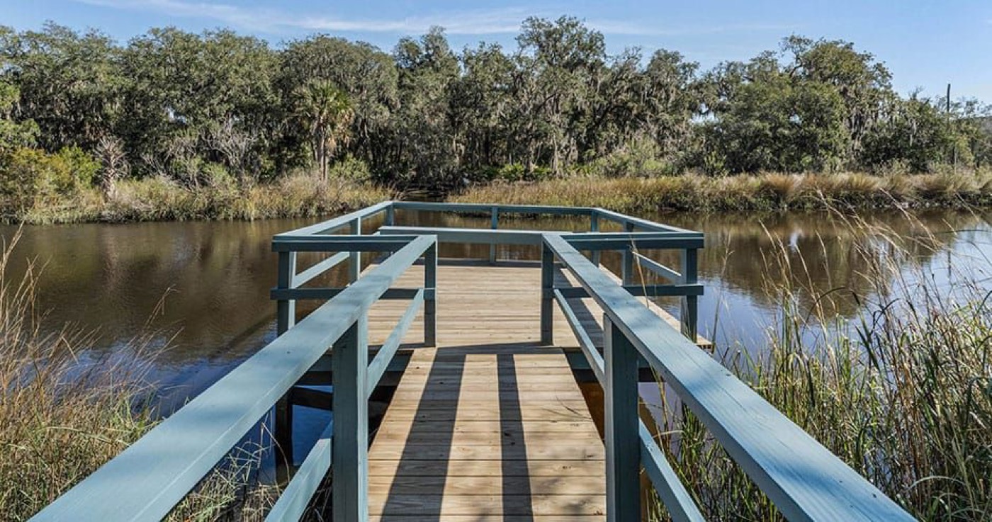 Private fishing dock over the marsh at Tidewater